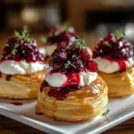 Puff Pastry Trees with Burrata & Cranberry Glaze