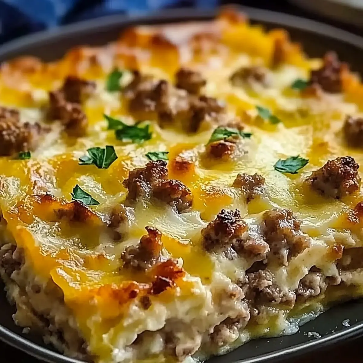 Simple Beef Sausage Hashbrown Casserole