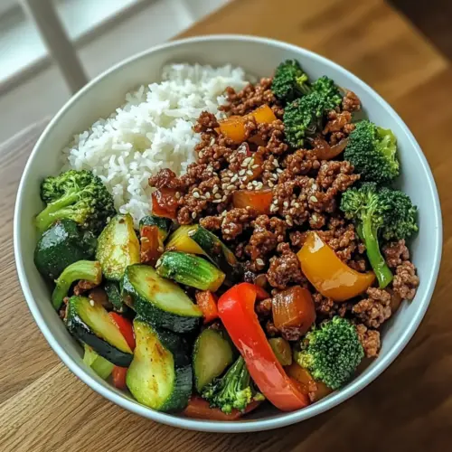 Spicy Ground Beef Stir Fry Bowl