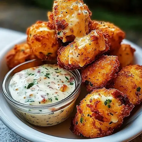 Cheesy Jalapeño Ranch Chicken Poppers with a Creamy Dip