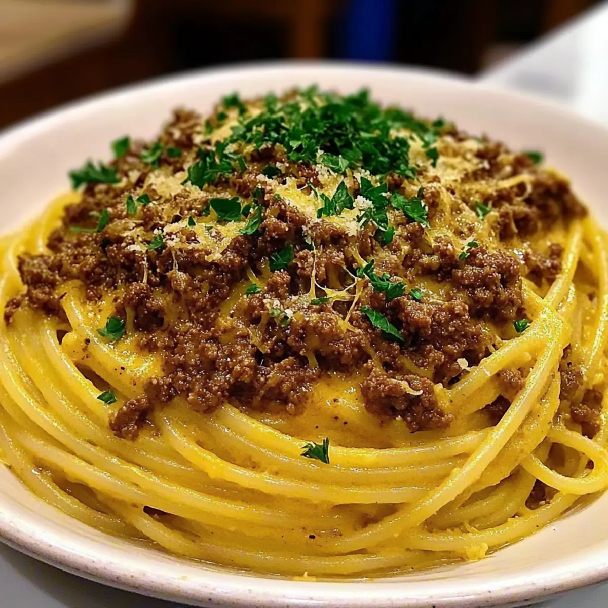 Cajun Beef Spaghetti in Creamy Three-Cheese Parmesan Sauce