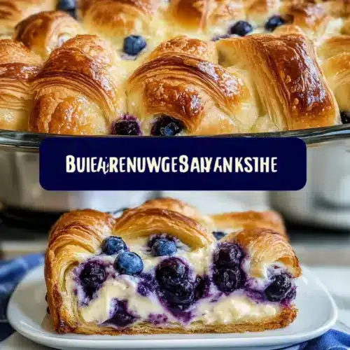 Blueberry Cream Cheese Croissant Casserole