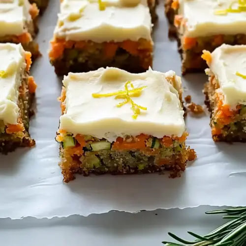 Spiced Ginger Carrot and Zucchini Bars with Lemon Cream Cheese Frosting